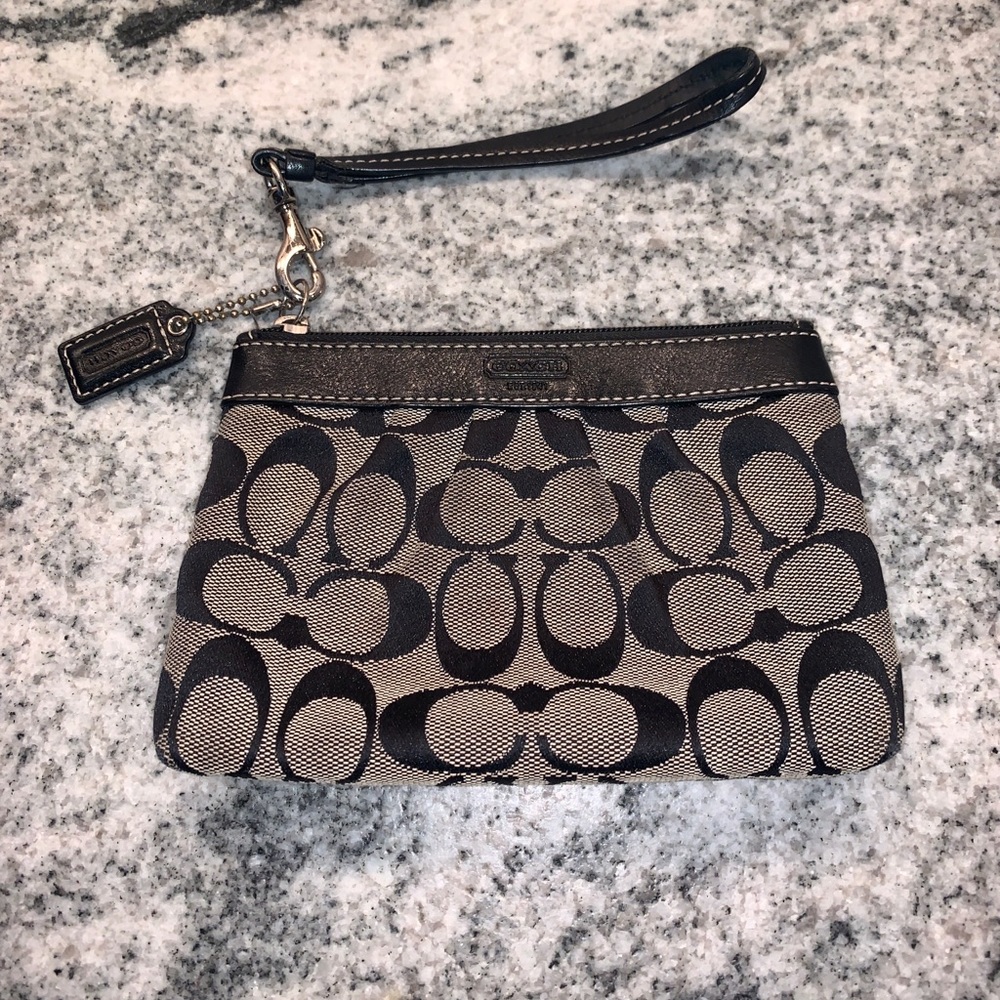 Coach black and grey wristlet